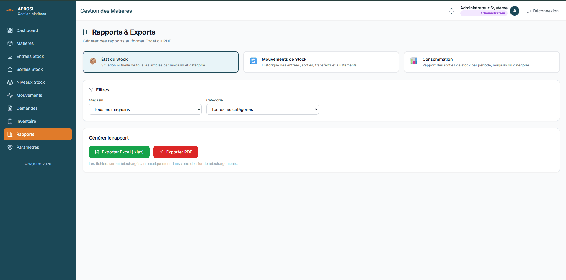 Plateforme de gestion des matériaux — APROSI — visuel 1