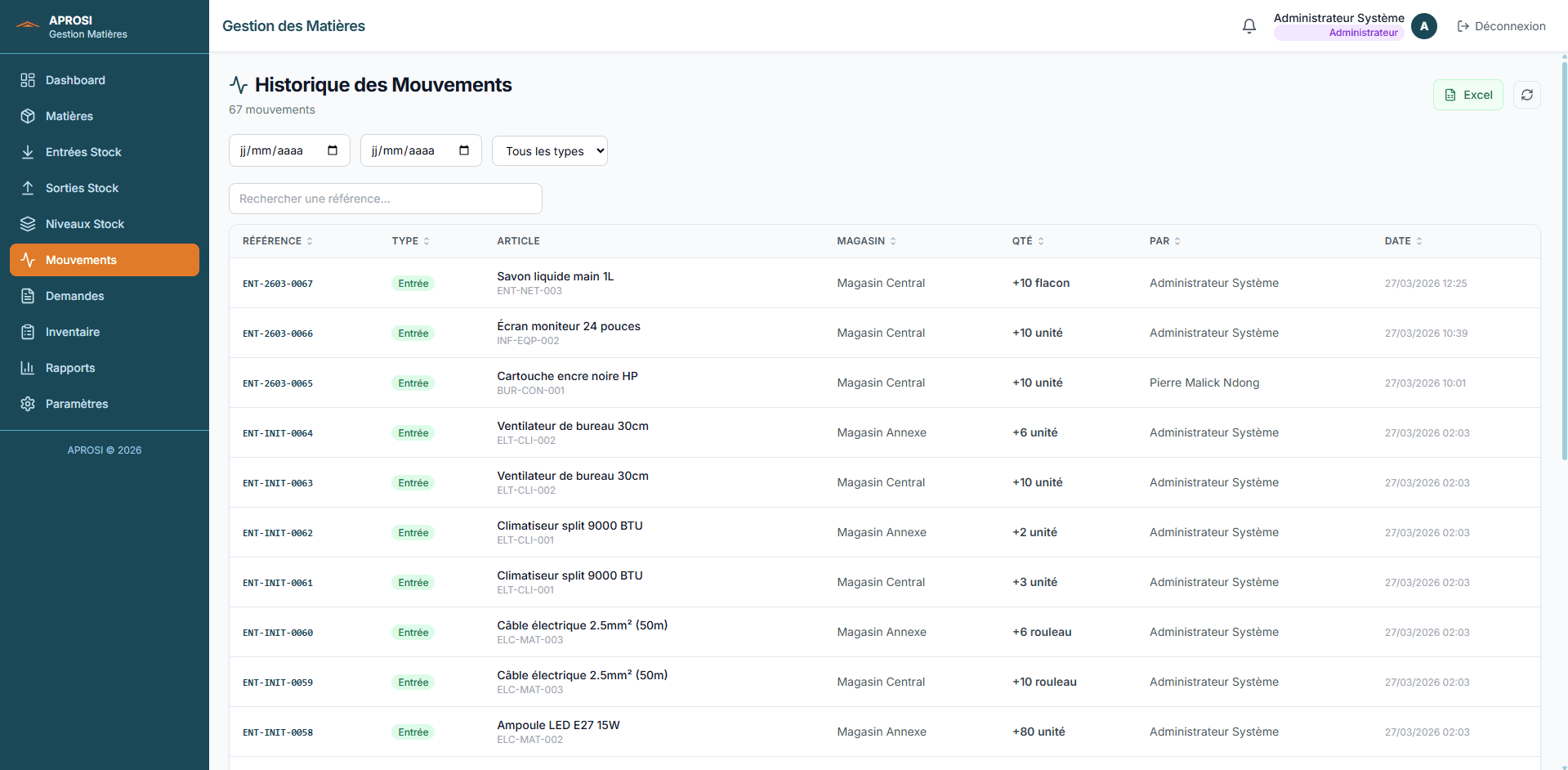 Plateforme de gestion des matériaux — APROSI — visuel 2
