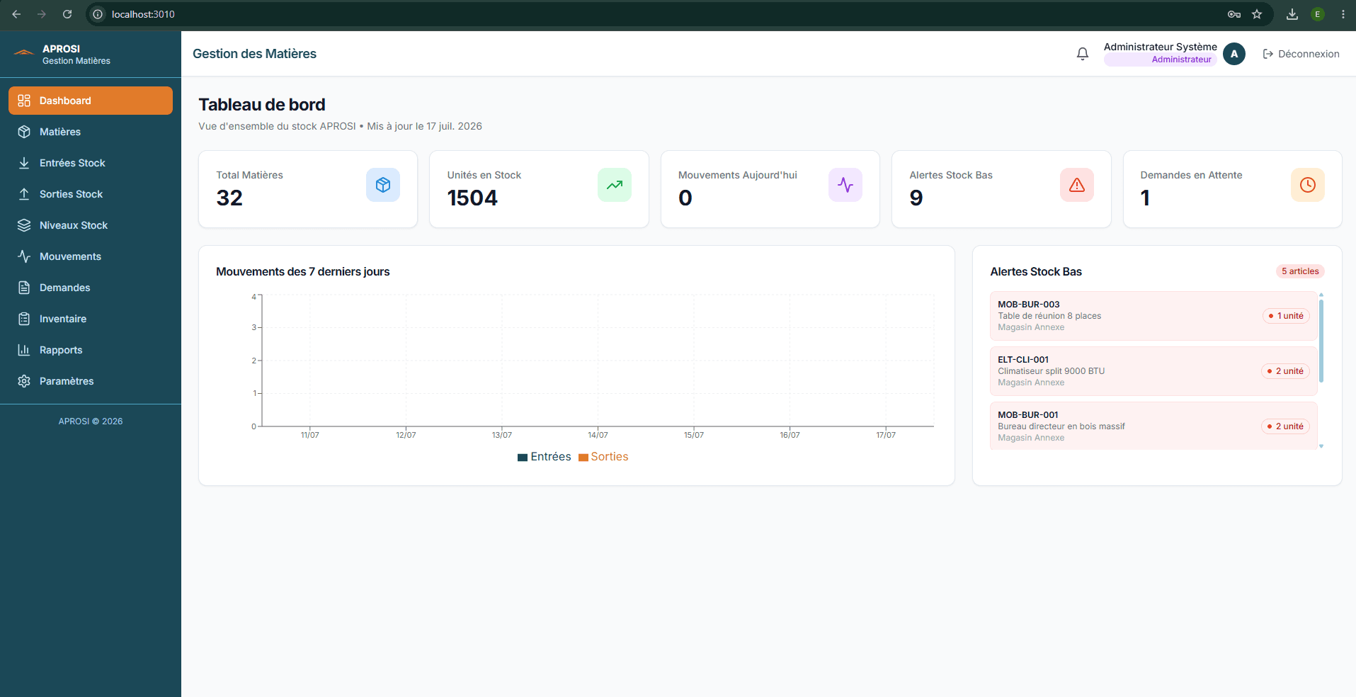 Plateforme de gestion des matériaux — APROSI — visuel 6